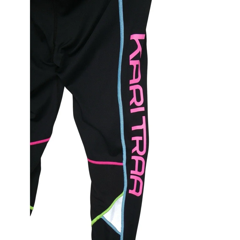 Kari Traa Leggings Pants Size M crop black colorful spellout - Picture 2 of 15